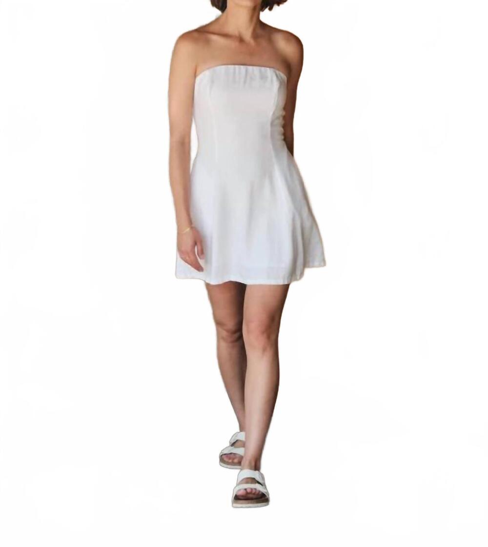 NEW STATESIDE linen strapless mini dress in white